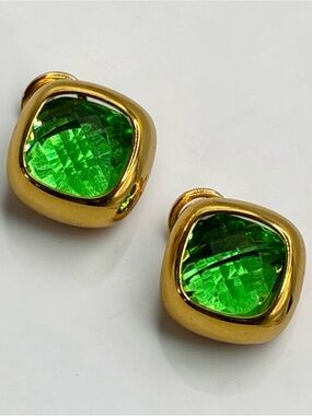 Joan Rivers Interchangeable Gold-Tone Green Crystal Pierced Earrings